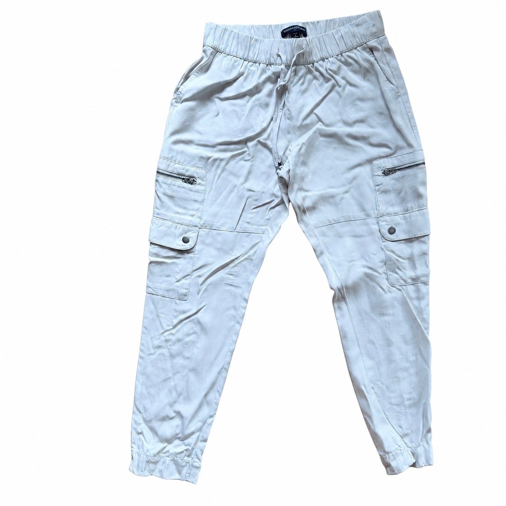 Banana Republic Petite XXS Cargo Jogger Pants Beige 100% Lyocell Utility Joggers
